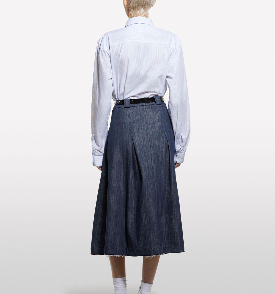 Blue denim circle skirt - women's midi skirts - Dark Blue | Sisley image number 2